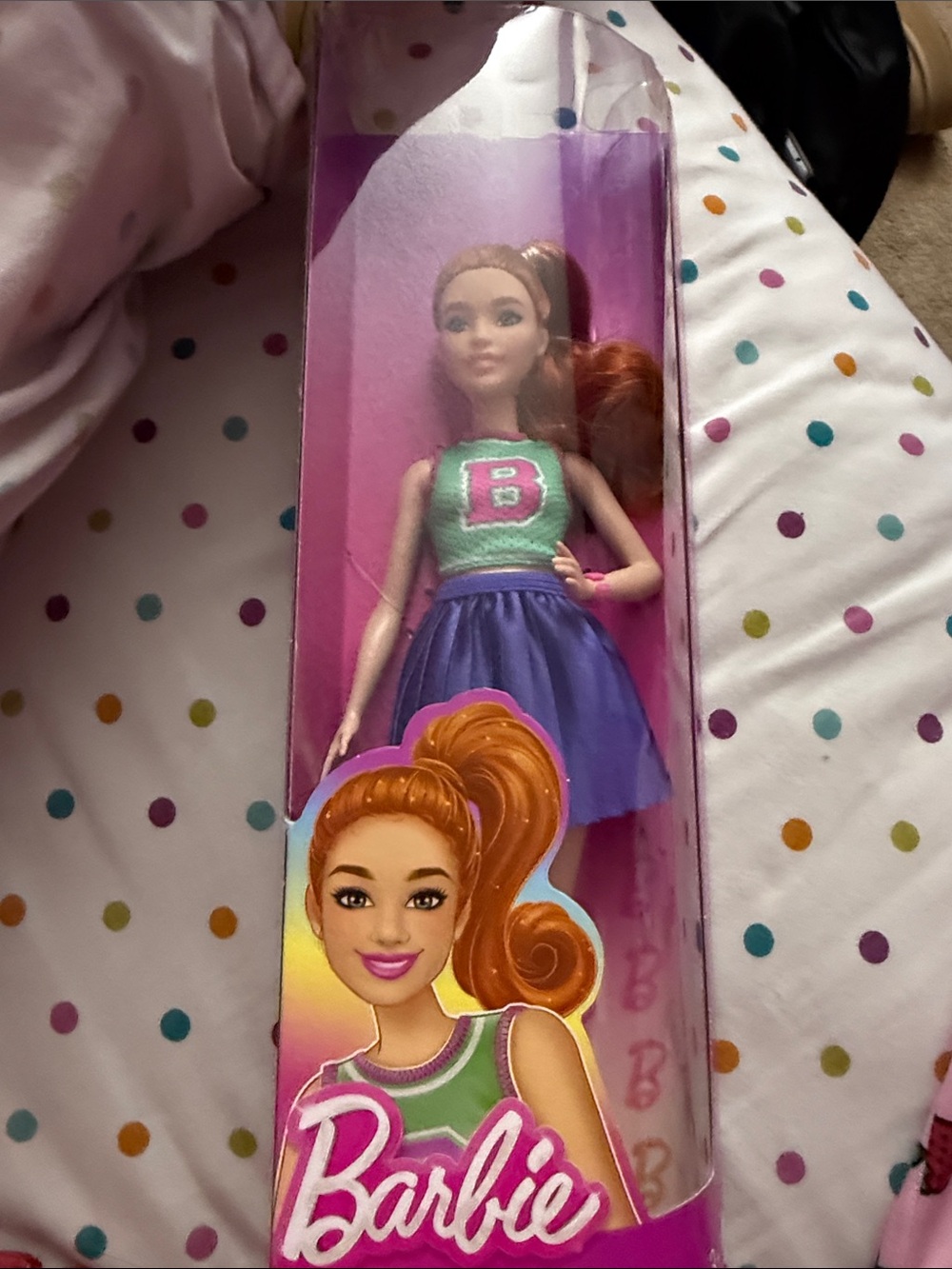 Barbie Fashion Doll with Green Top, Purple Skirt and Orange Hair - Barbie